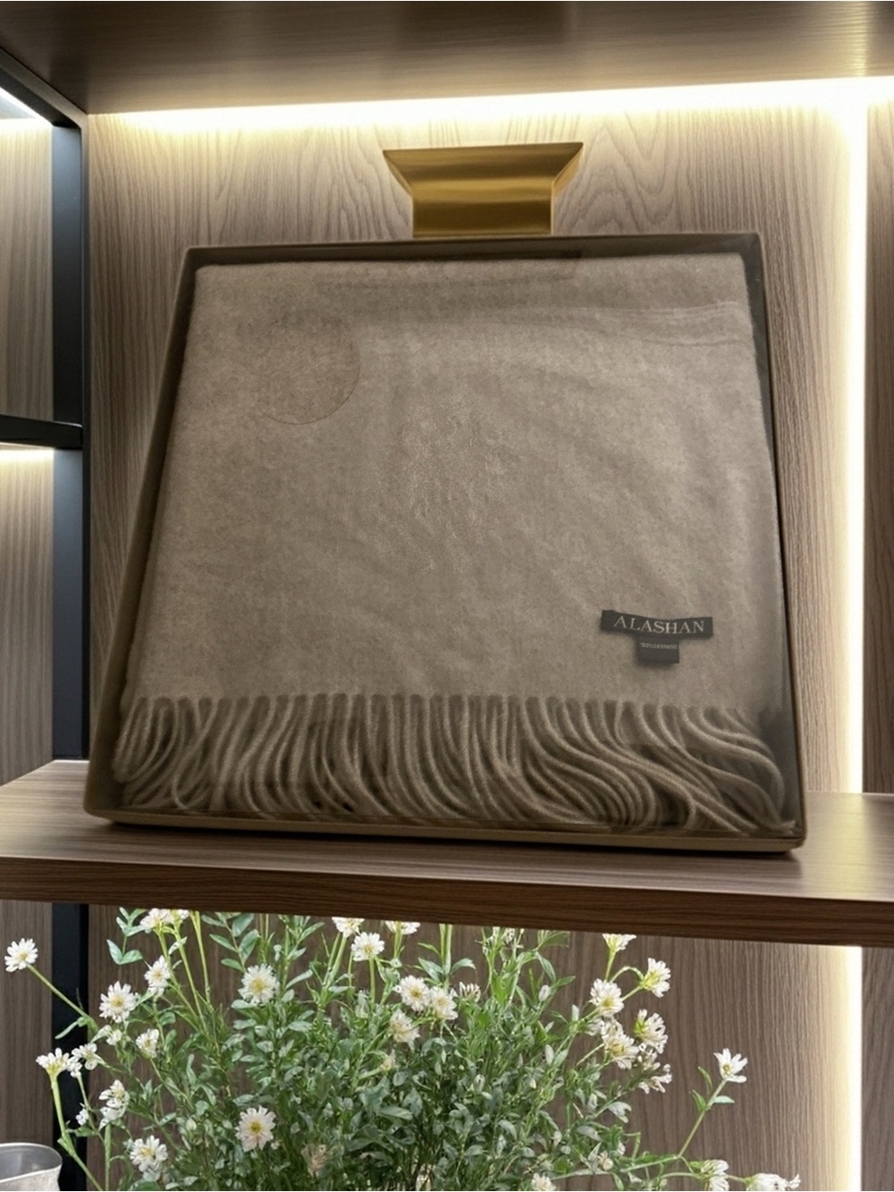 ALASHAN 100% cashmere throw blanket in Oat Milk Color